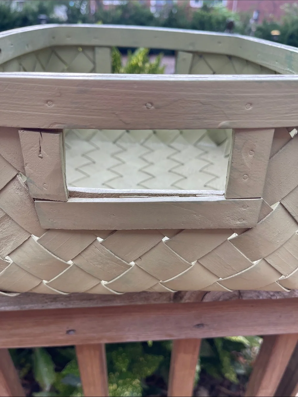 Woven Rattan Green Square Cottagecore Storage Basket